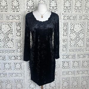 Vintage Black Velvet Witchy Whimsygoth‎ Fairy Beaded Long Sleeve Dress Sz Medium